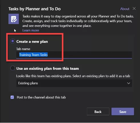 Screenshot of Tasks by Planer and To Do showing how to create a plan