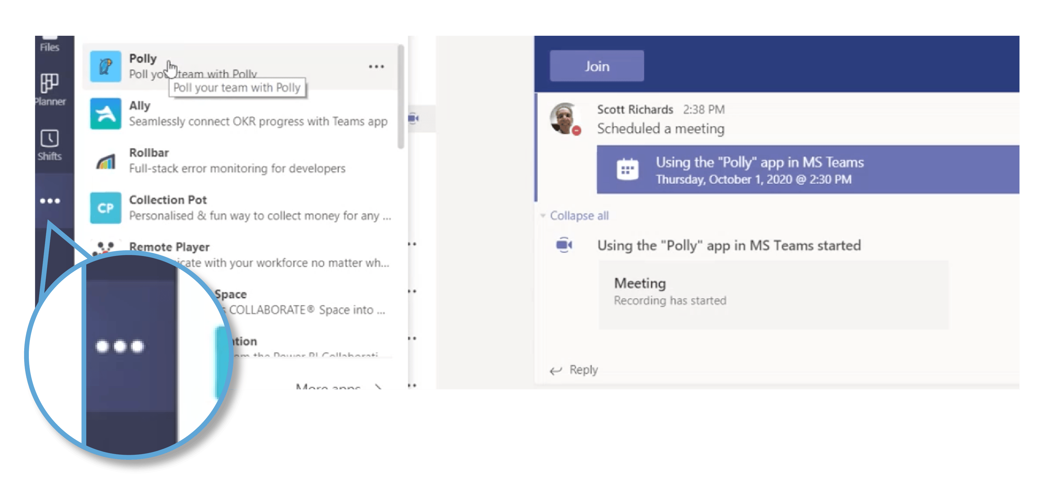 screenshot of navigation bar in Microsoft Teams